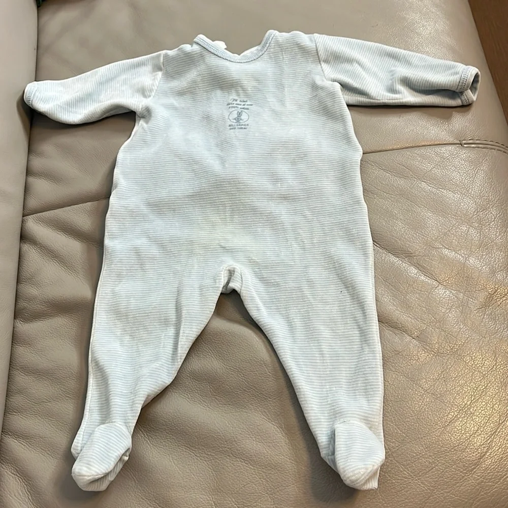 Petit Bateau Baby Velour Striped Footie One Piece Footed Pajama Baby 6M